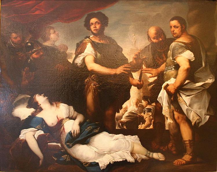 Luca  Giordano La mort de Lucrece France oil painting art